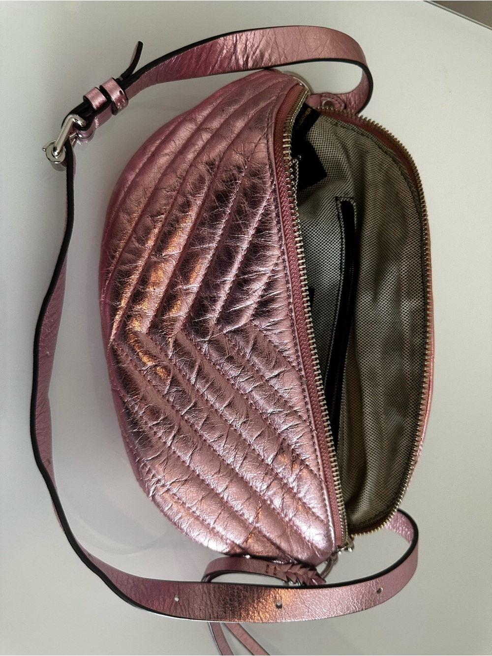 Rebecca Minkoff Metallic Pink Quilted Crossbody/Fanny Belt Bag - Picture 10 of 10
